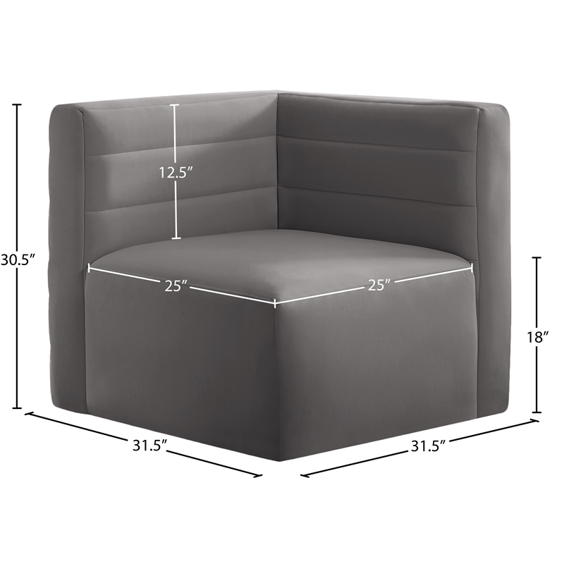 Meridian Furniture Quincy Grey Velvet Modular Corner Chair