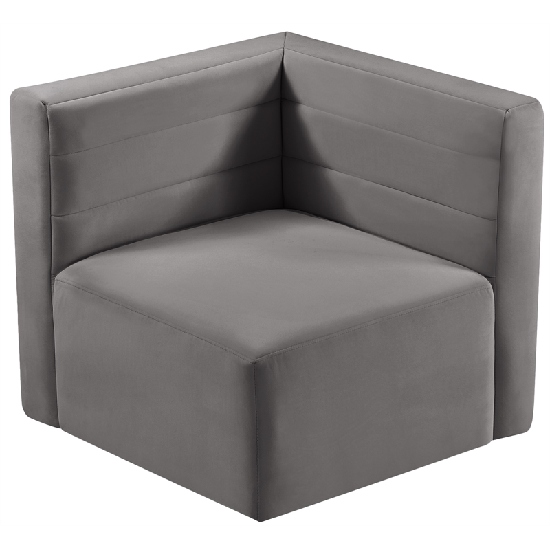 Meridian Furniture Quincy Grey Velvet Modular Corner Chair