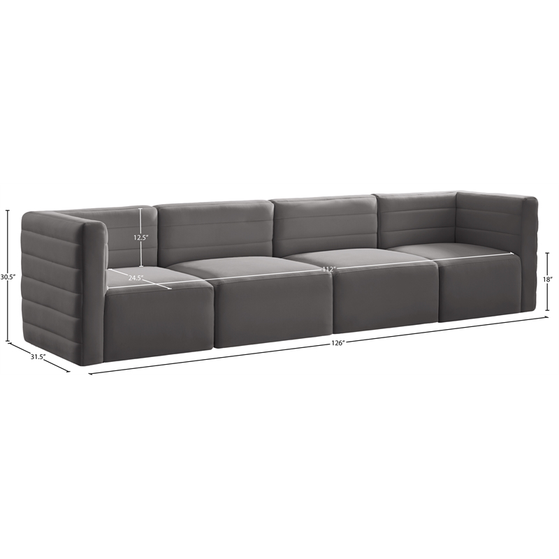 Meridian Furniture Quincy Grey Velvet Modular Sofa