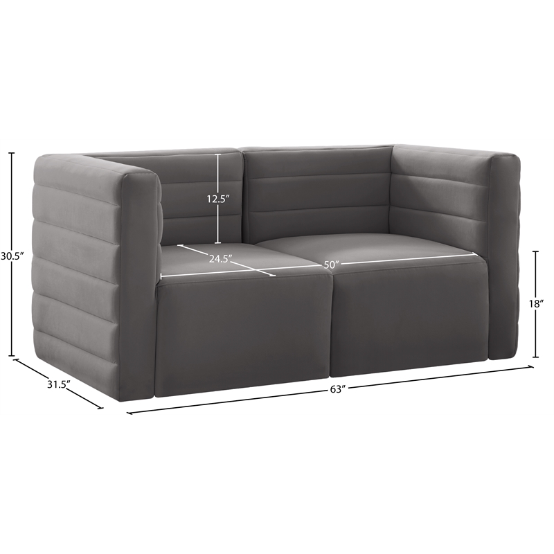 Meridian Furniture Quincy Grey Velvet Modular Sofa