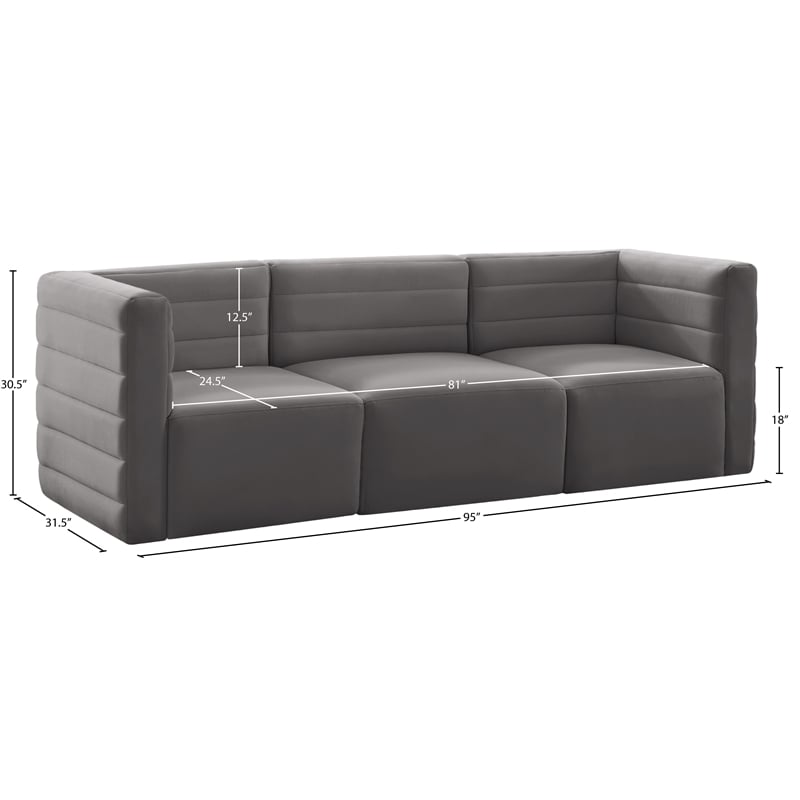 Meridian Furniture Quincy Grey Velvet Modular Sofa