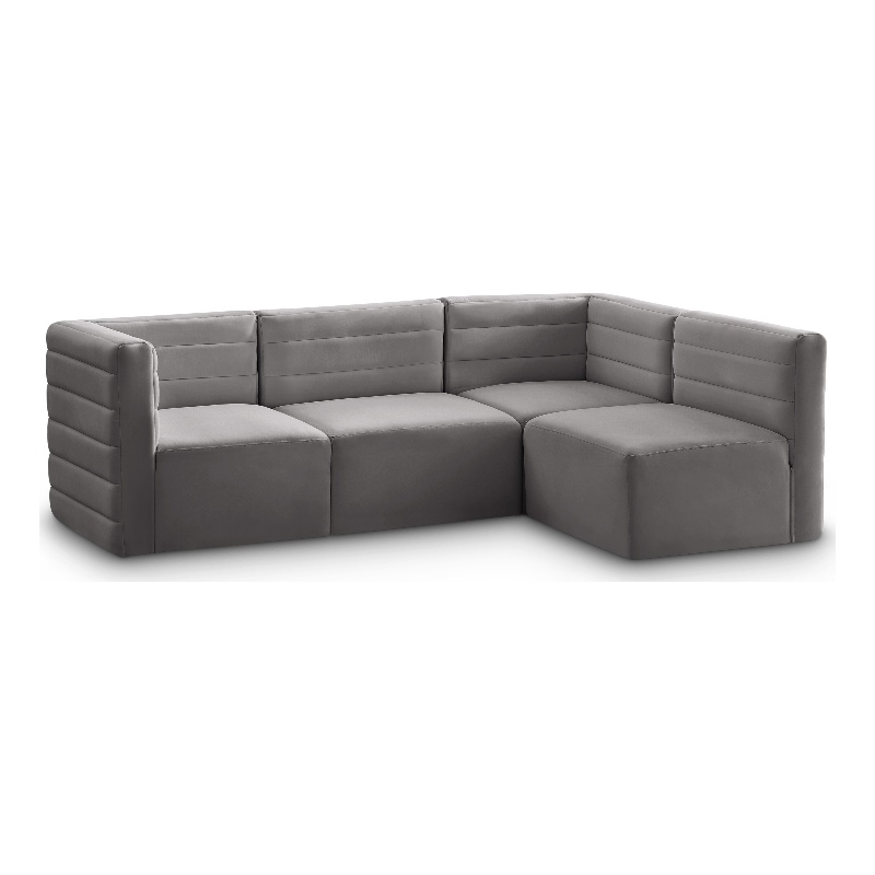 Meridian Furniture Quincy Grey Velvet Modular Sectional