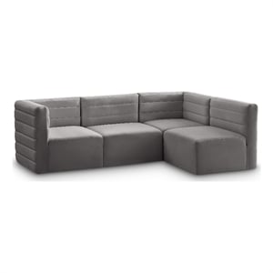 Meridian Furniture Quincy Grey Velvet Modular Sectional