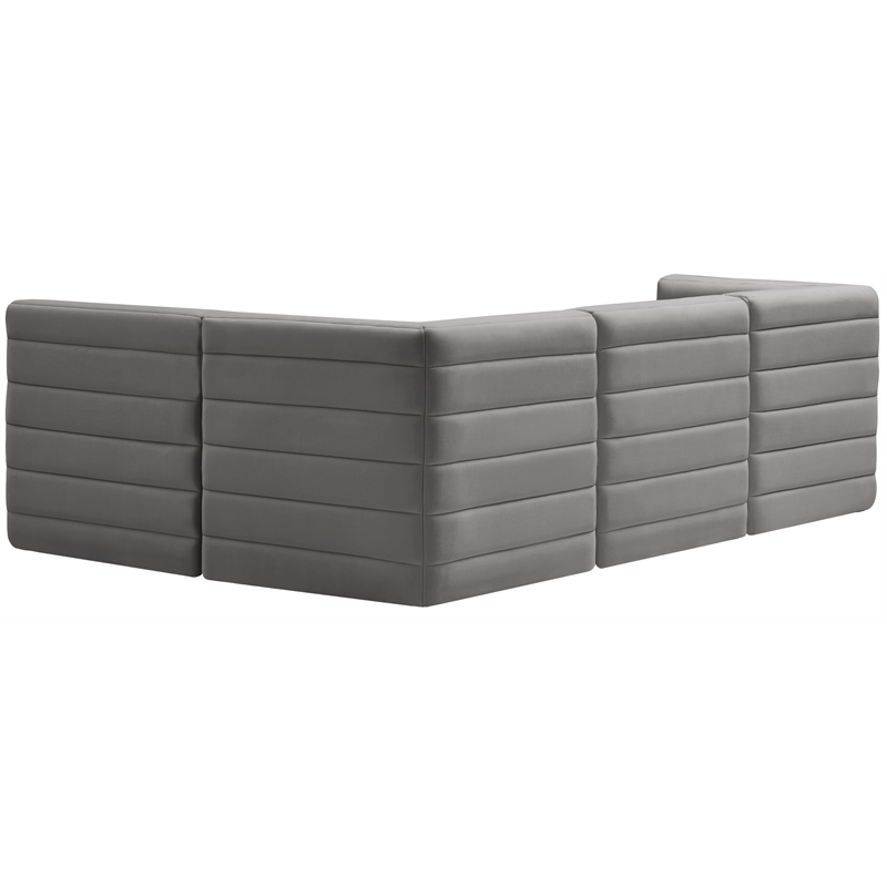 Meridian Furniture Quincy Grey Velvet Modular Sectional