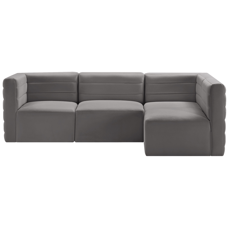 Meridian Furniture Quincy Grey Velvet Modular Sectional