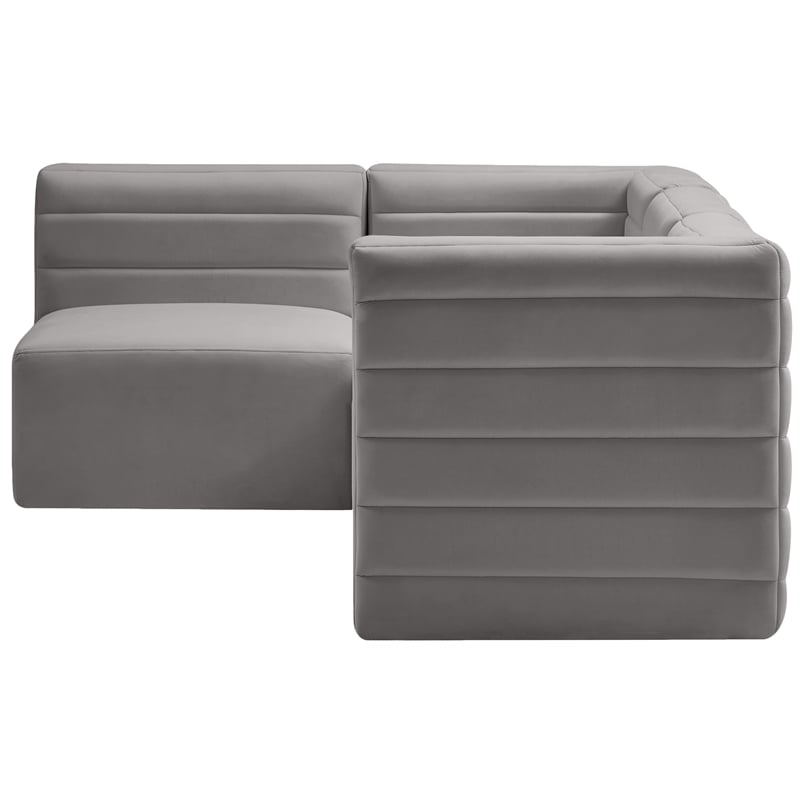 Meridian Furniture Quincy Grey Velvet Modular Sectional