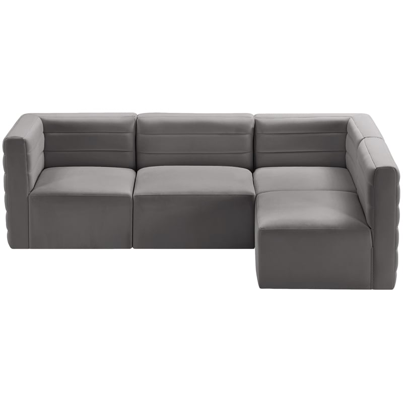 Meridian Furniture Quincy Grey Velvet Modular Sectional