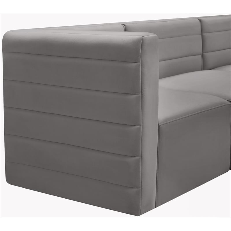 Meridian Furniture Quincy Grey Velvet Modular Sectional