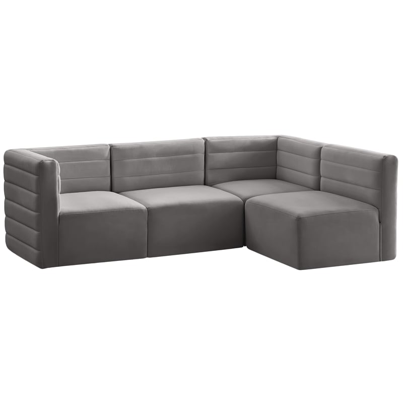 Meridian Furniture Quincy Grey Velvet Modular Sectional