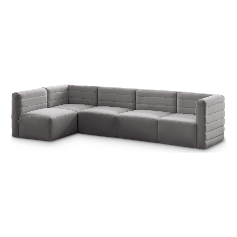 Meridian Furniture Quincy Grey Velvet Modular Sectional