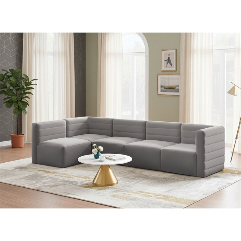 Meridian Furniture Quincy Grey Velvet Modular Sectional