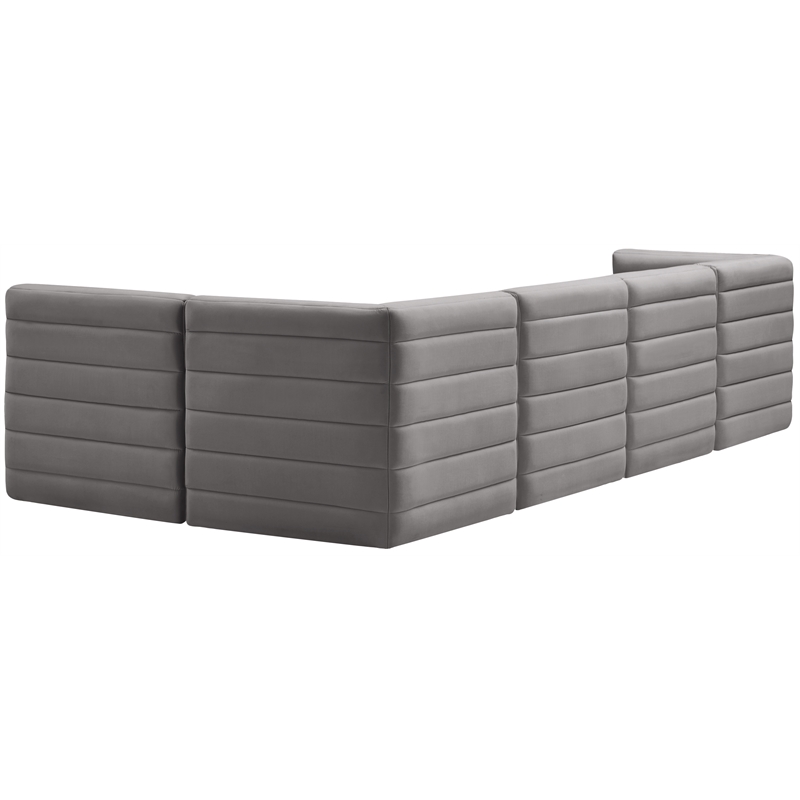 Meridian Furniture Quincy Grey Velvet Modular Sectional