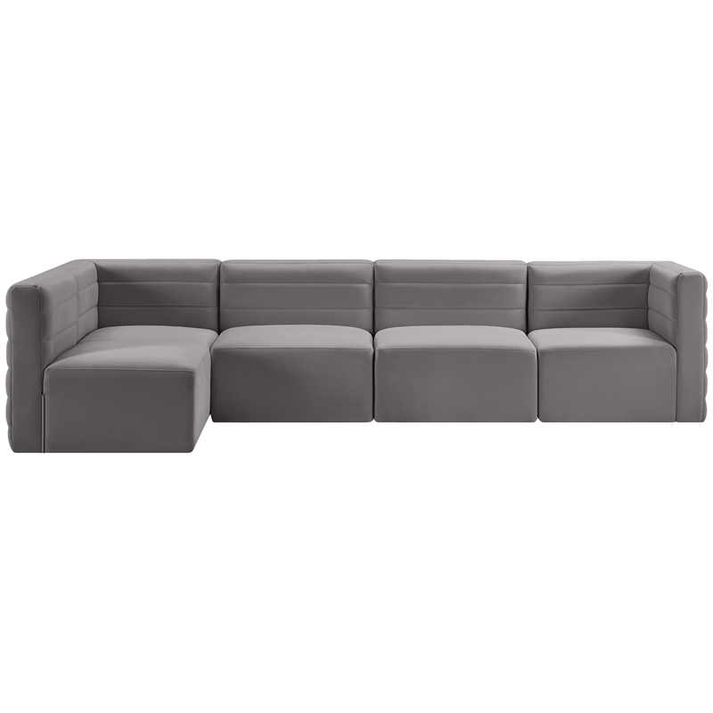 Meridian Furniture Quincy Grey Velvet Modular Sectional