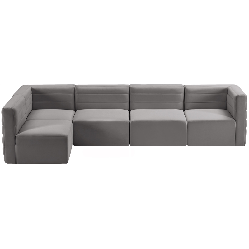 Meridian Furniture Quincy Grey Velvet Modular Sectional