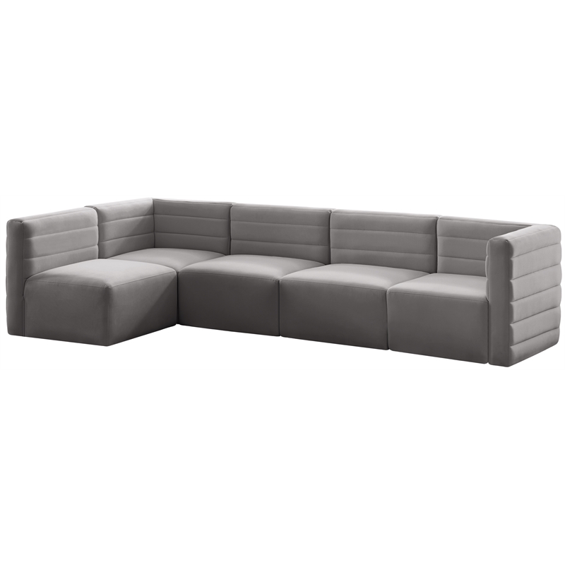 Meridian Furniture Quincy Grey Velvet Modular Sectional