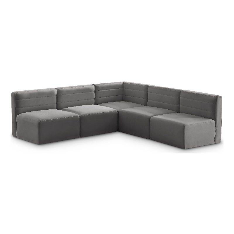 Meridian Furniture Quincy Grey Velvet Modular Sectional