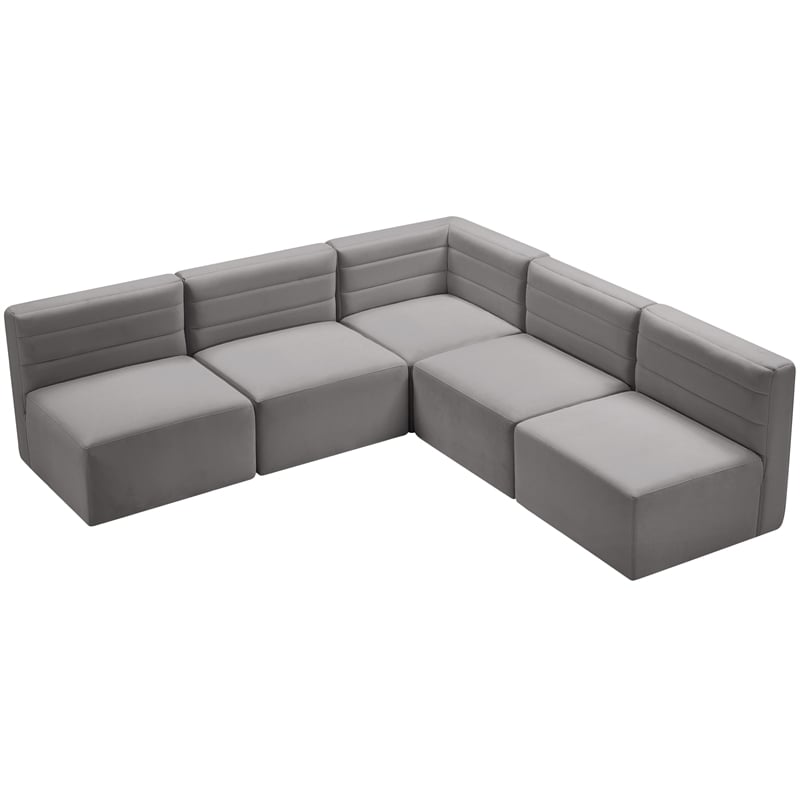 Meridian Furniture Quincy Grey Velvet Modular Sectional