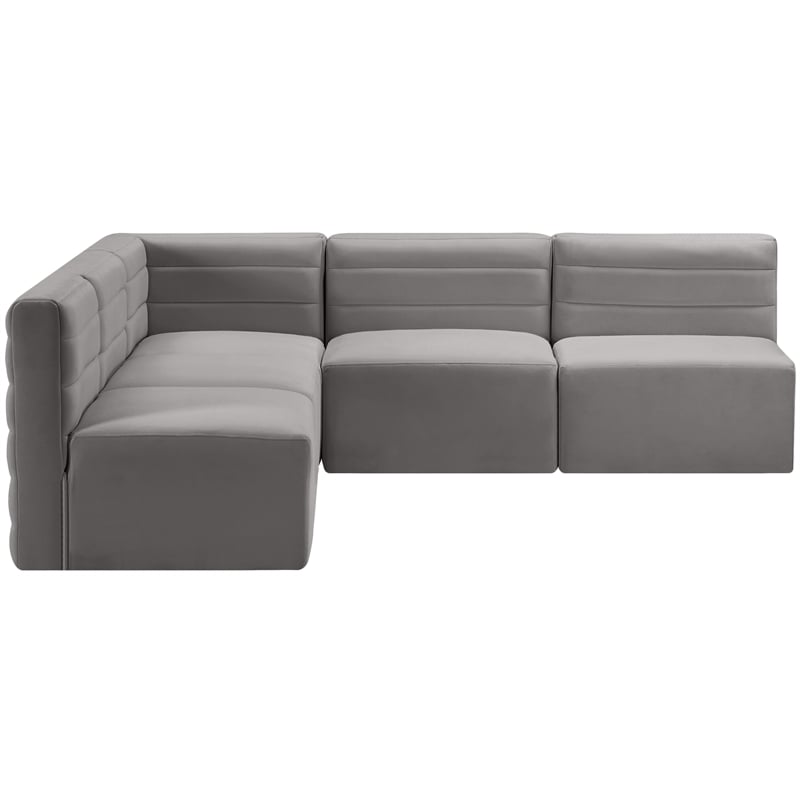 Meridian Furniture Quincy Grey Velvet Modular Sectional