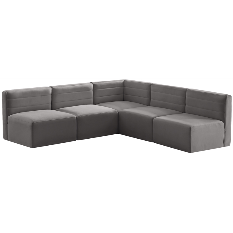Meridian Furniture Quincy Grey Velvet Modular Sectional