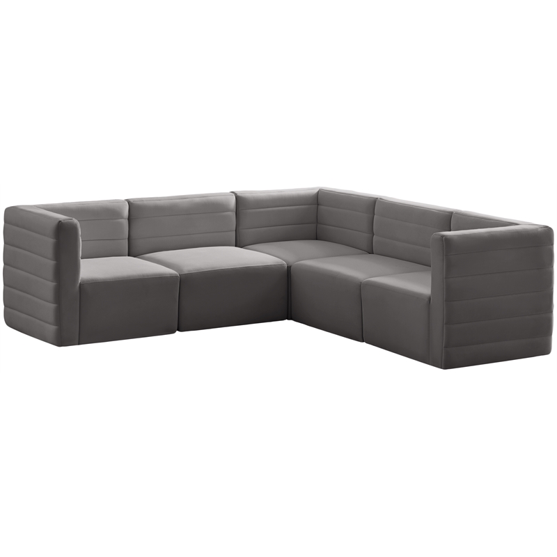 Meridian Furniture Quincy Grey Velvet Modular Sectional