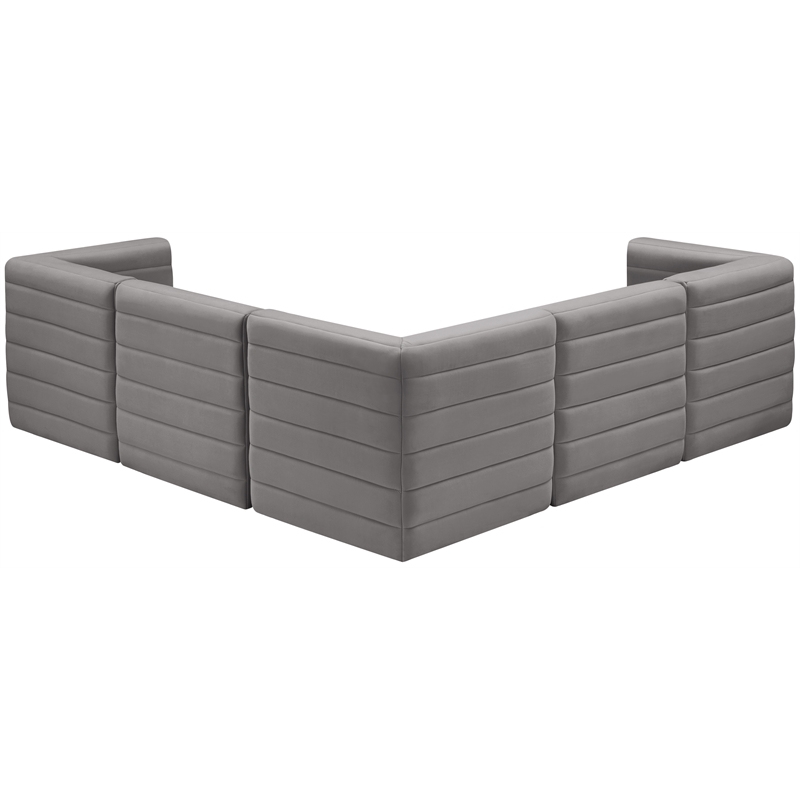 Meridian Furniture Quincy Grey Velvet Modular Sectional