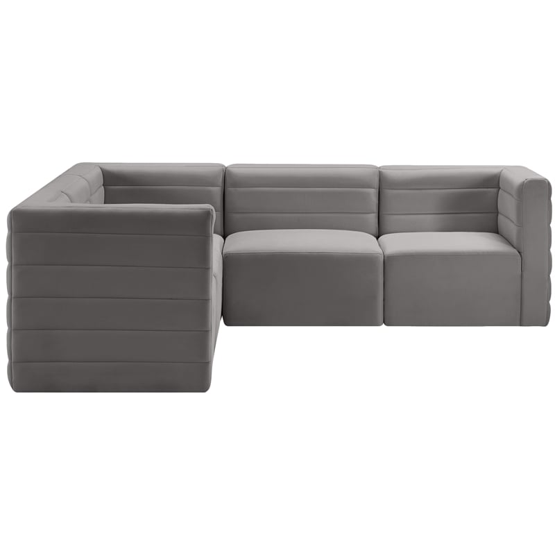 Meridian Furniture Quincy Grey Velvet Modular Sectional