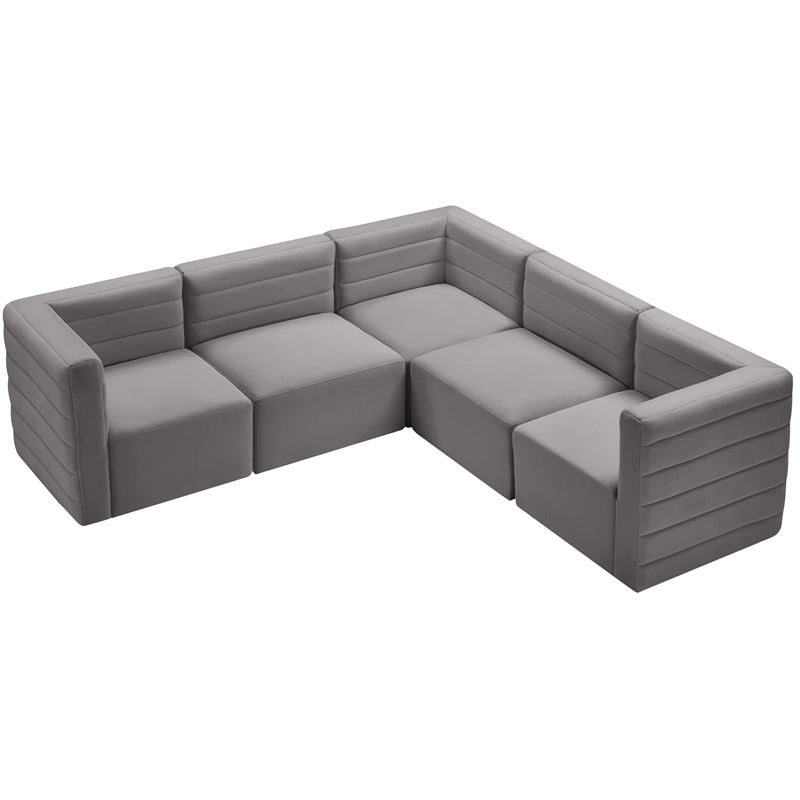 Meridian Furniture Quincy Grey Velvet Modular Sectional