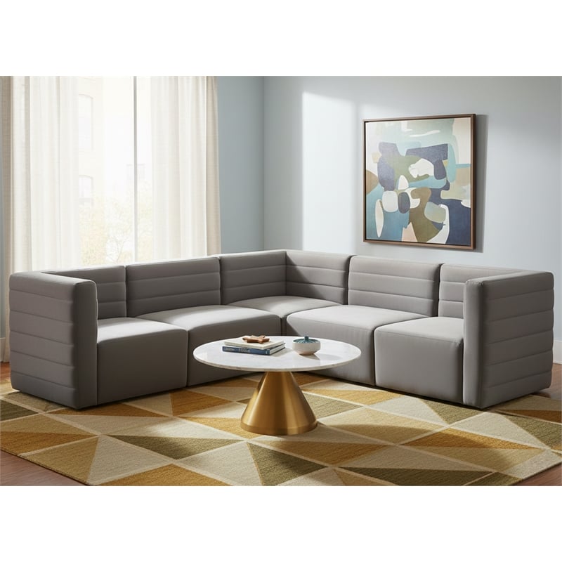 Meridian Furniture Quincy Grey Velvet Modular Sectional