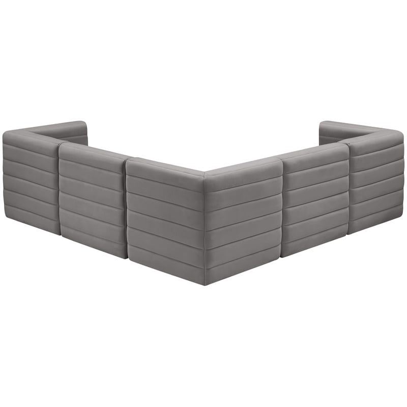 Meridian Furniture Quincy Grey Velvet Modular Sectional