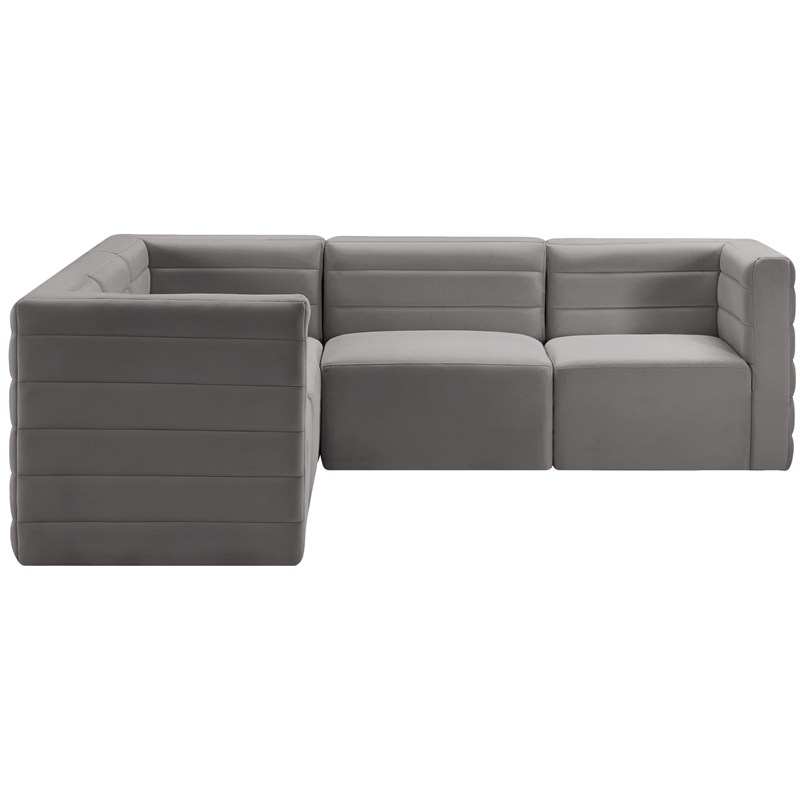 Meridian Furniture Quincy Grey Velvet Modular Sectional