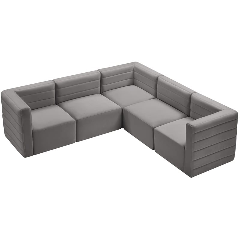 Meridian Furniture Quincy Grey Velvet Modular Sectional