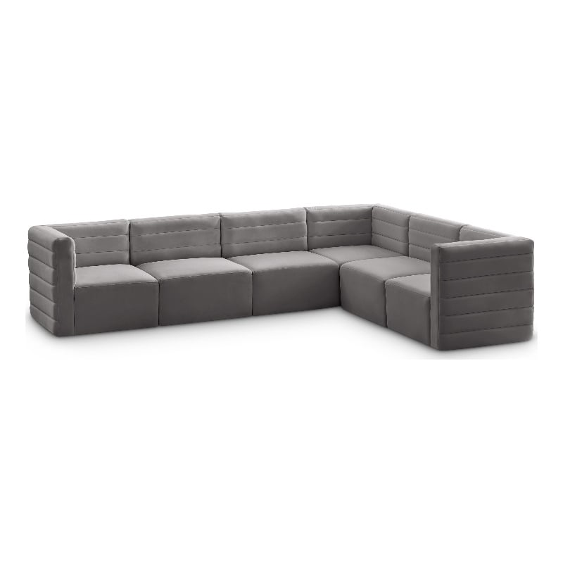 Meridian Furniture Quincy Grey Velvet Modular Sectional