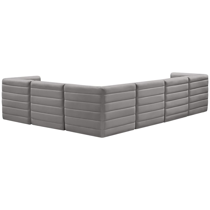 Meridian Furniture Quincy Grey Velvet Modular Sectional