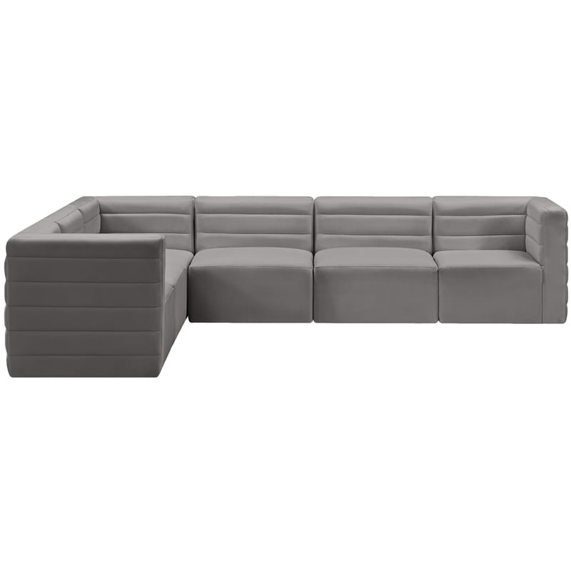 Meridian Furniture Quincy Grey Velvet Modular Sectional