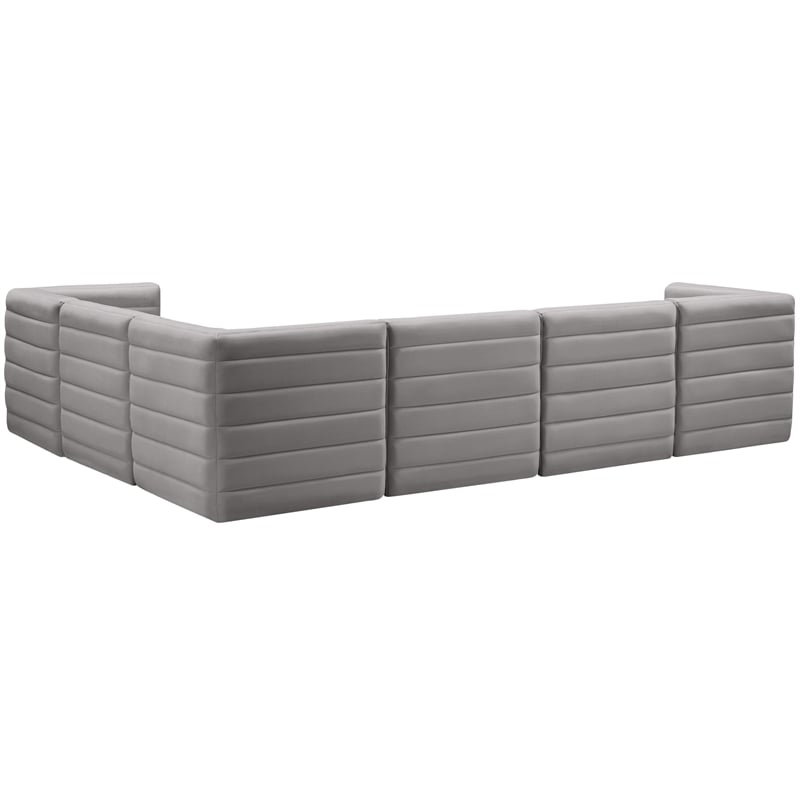 Meridian Furniture Quincy Grey Velvet Modular Sectional