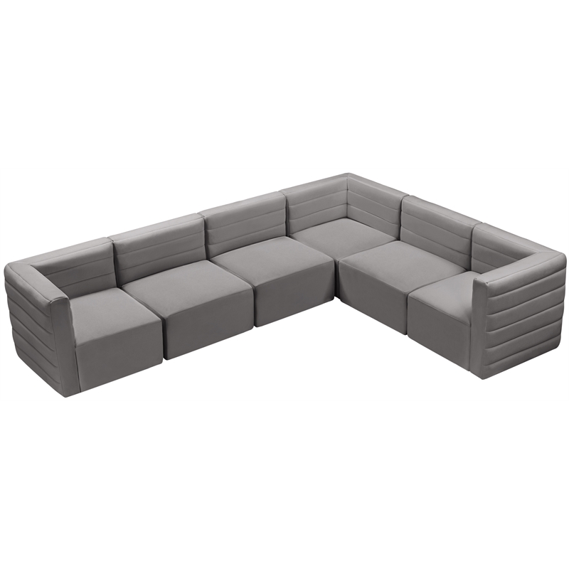 Meridian Furniture Quincy Grey Velvet Modular Sectional