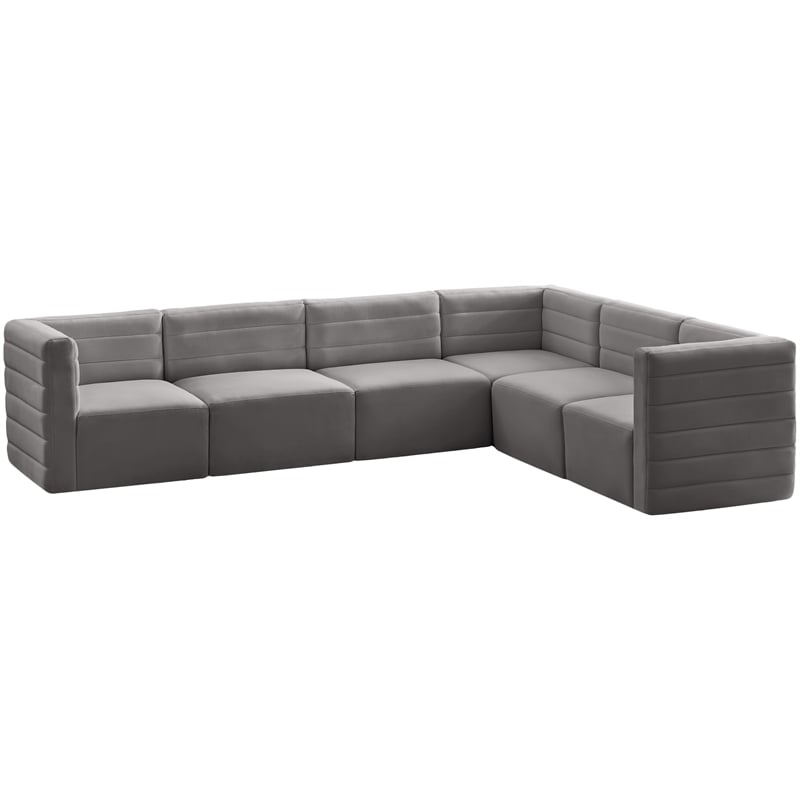 Meridian Furniture Quincy Grey Velvet Modular Sectional