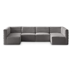 Meridian Furniture Quincy Grey Velvet Modular Sectional
