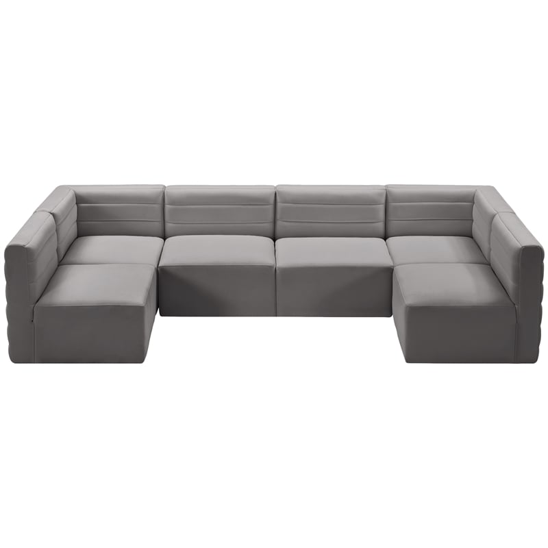 Meridian Furniture Quincy Grey Velvet Modular Sectional