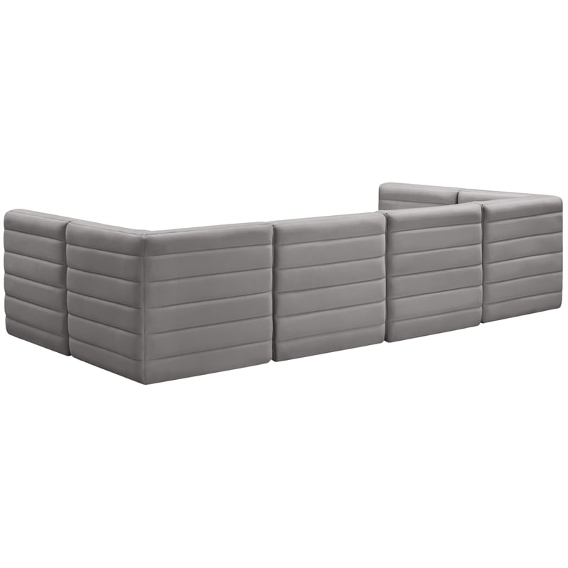 Meridian Furniture Quincy Grey Velvet Modular Sectional