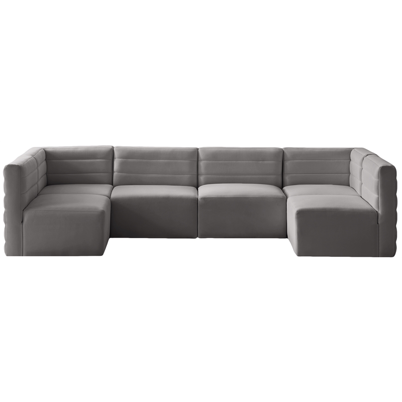 Meridian Furniture Quincy Grey Velvet Modular Sectional