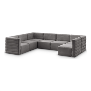Meridian Furniture Quincy Grey Velvet Modular Sectional