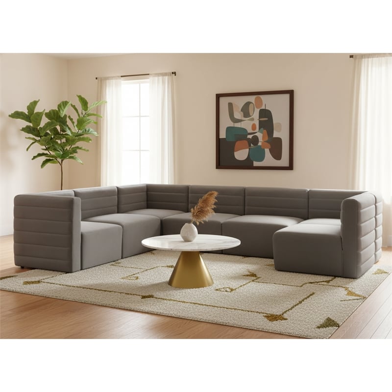 Meridian Furniture Quincy Grey Velvet Modular Sectional
