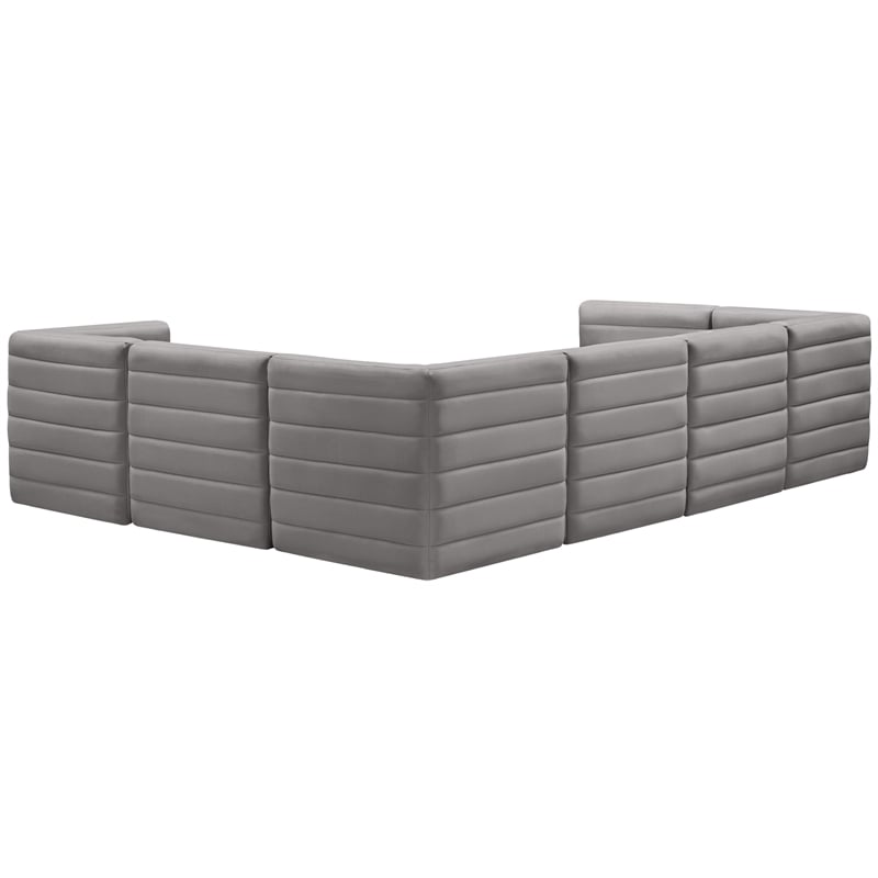 Meridian Furniture Quincy Grey Velvet Modular Sectional