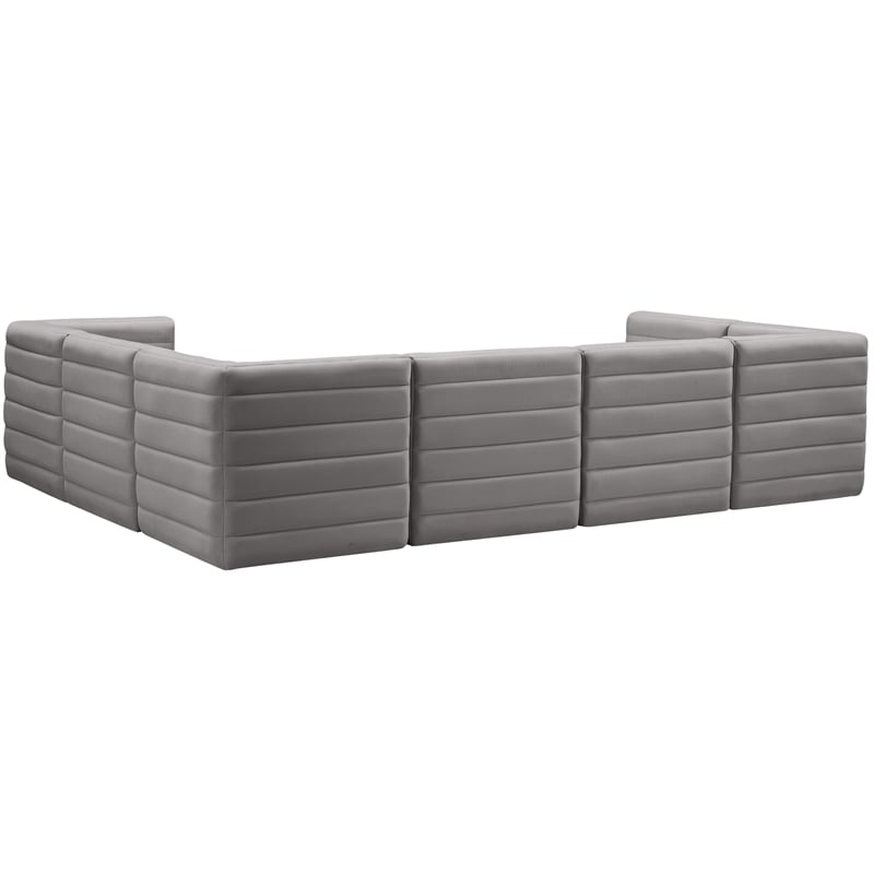 Meridian Furniture Quincy Grey Velvet Modular Sectional
