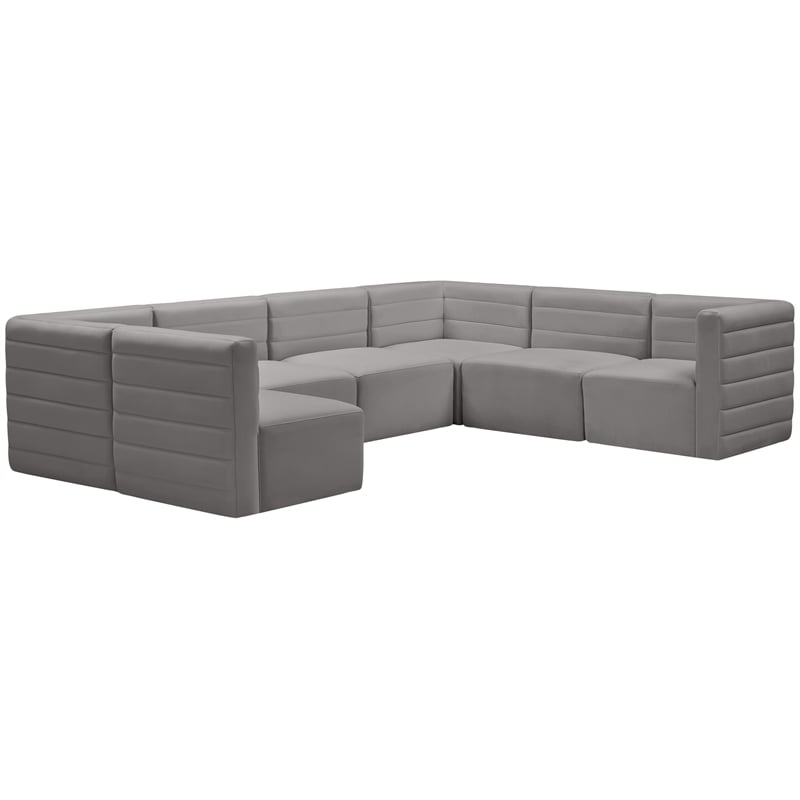 Meridian Furniture Quincy Grey Velvet Modular Sectional