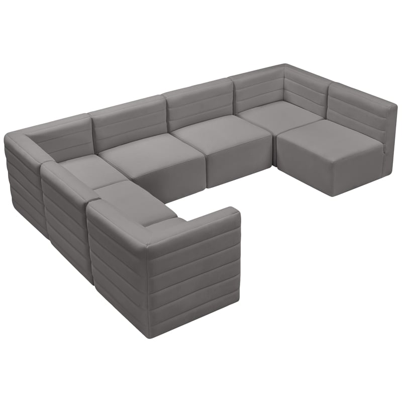 Meridian Furniture Quincy Grey Velvet Modular Sectional