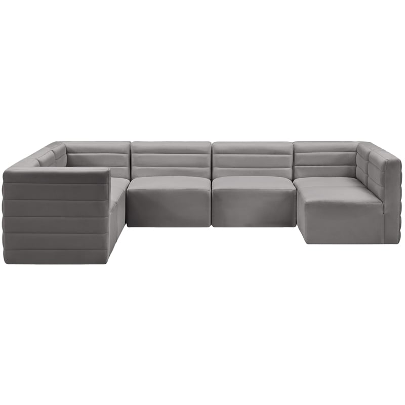 Meridian Furniture Quincy Grey Velvet Modular Sectional