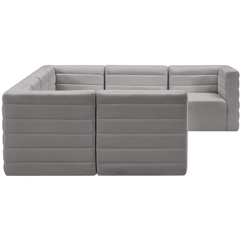Meridian Furniture Quincy Grey Velvet Modular Sectional