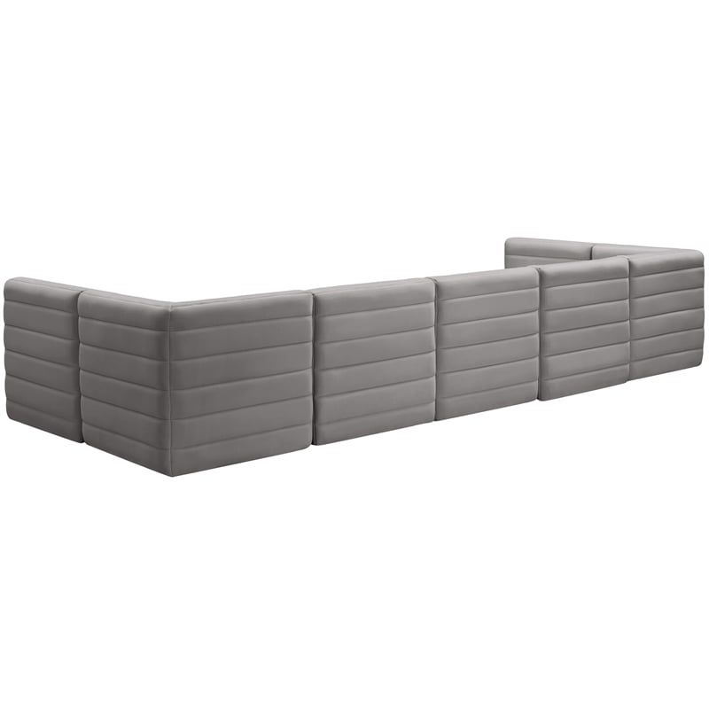 Meridian Furniture Quincy Grey Velvet Modular Sectional
